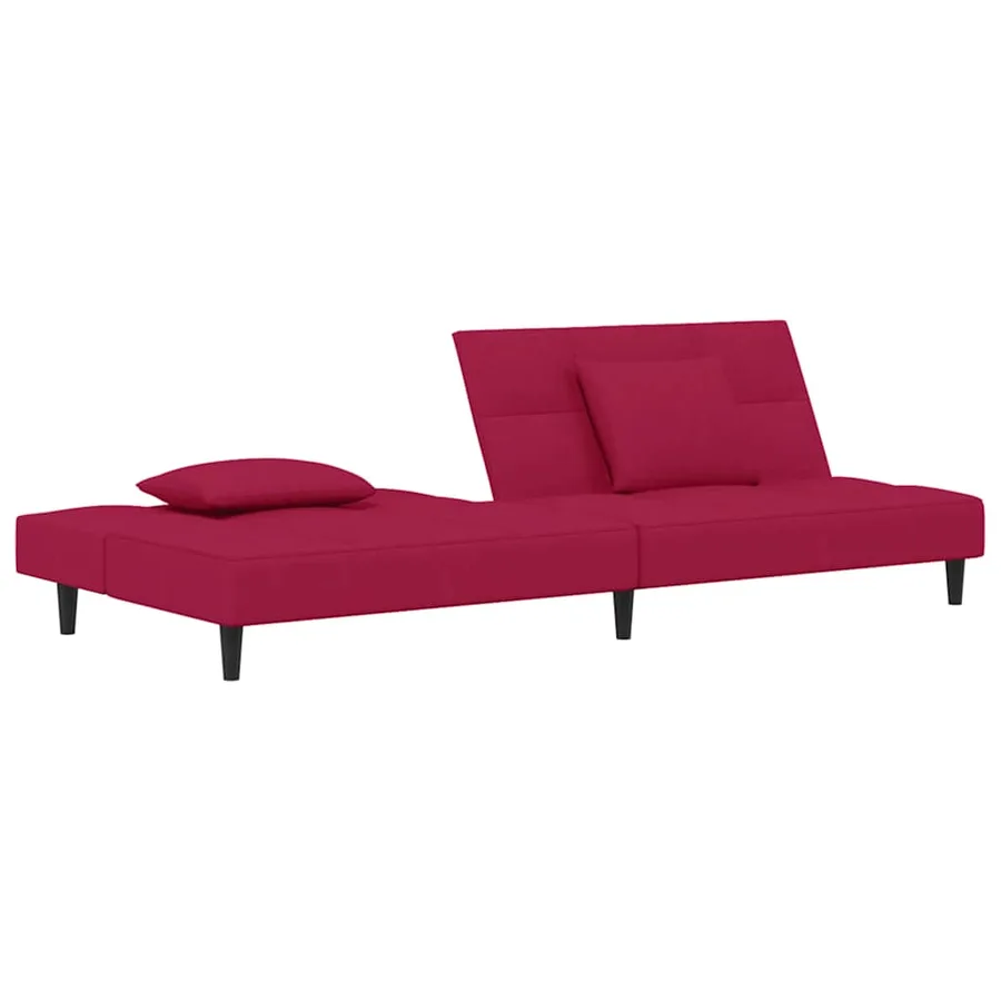 Canapé-lit à 2 places et deux oreillers Rouge bordeaux Velours - 4