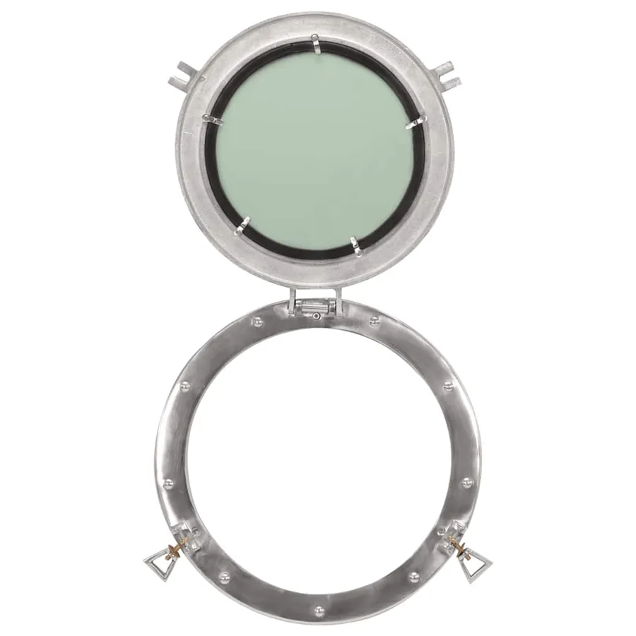 Miroir en forme de hublot mural Ø38 cm aluminium et verre - 4