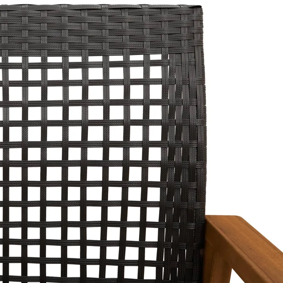 Ensemble de bistro 3 pcs noir résine tressée et bois d'acacia - 8