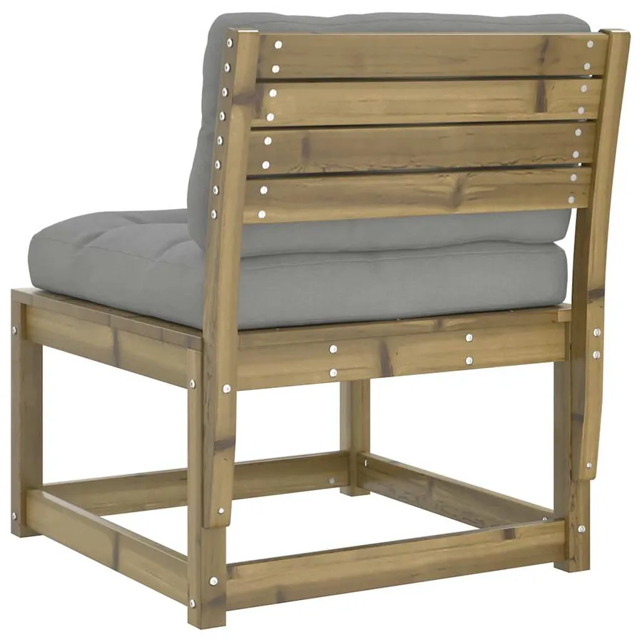 Canapé de jardin avec coussins bois de pin imprégné - 7