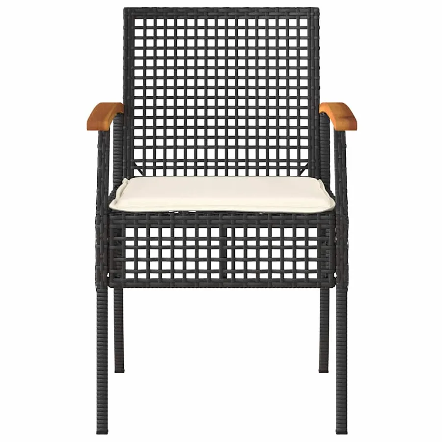 Chaises de jardin coussins lot de 4 noir résine tressée acacia - 4
