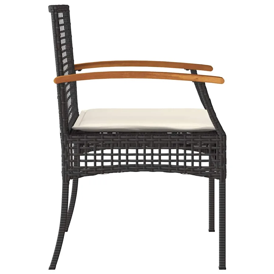 Chaises de jardin coussins lot de 4 noir résine tressée acacia - 6