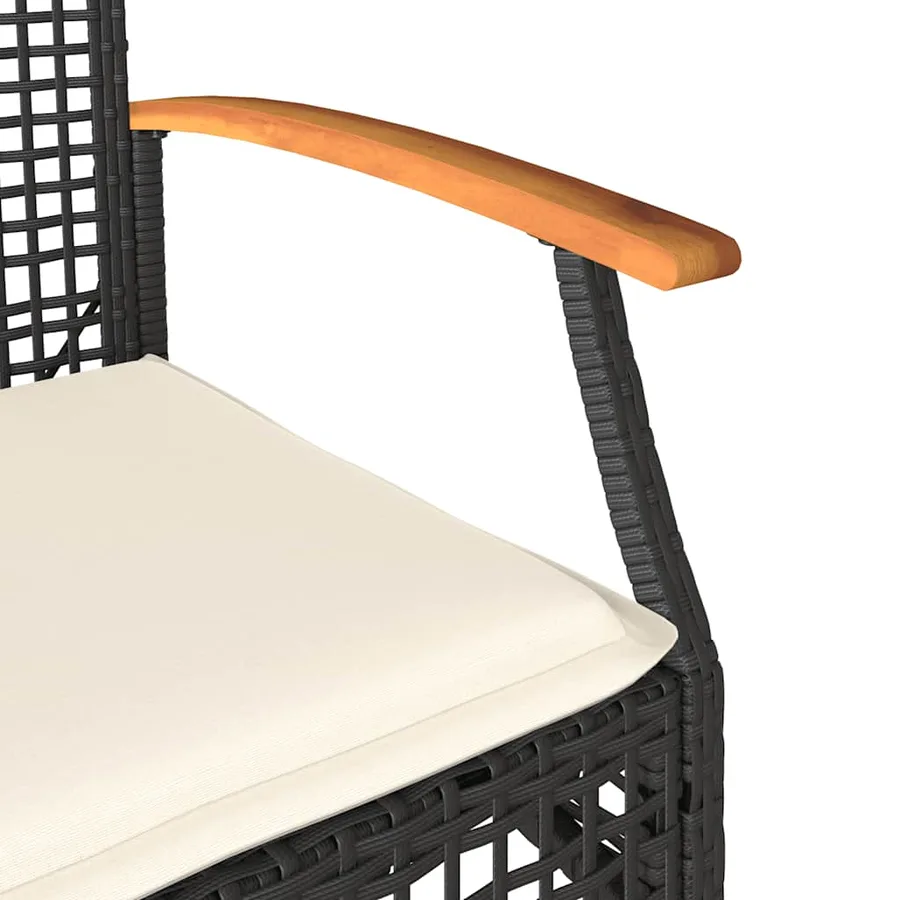 Chaises de jardin coussins lot de 4 noir résine tressée acacia - 8