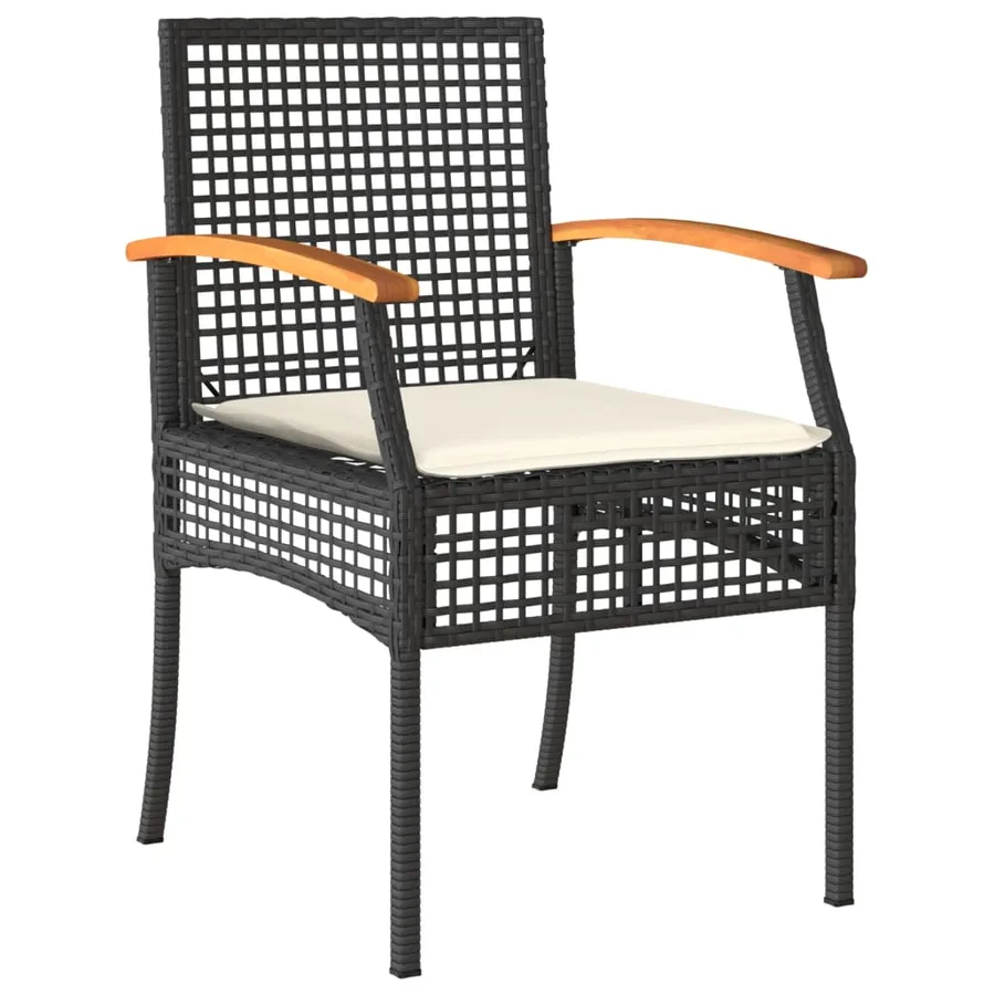 Ensemble à manger de jardin coussins 5pcs Noir Résine tressée - 3