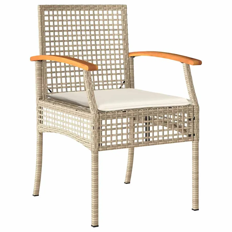 Chaises de jardin coussins lot de 4 beige résine tressée acacia - 5