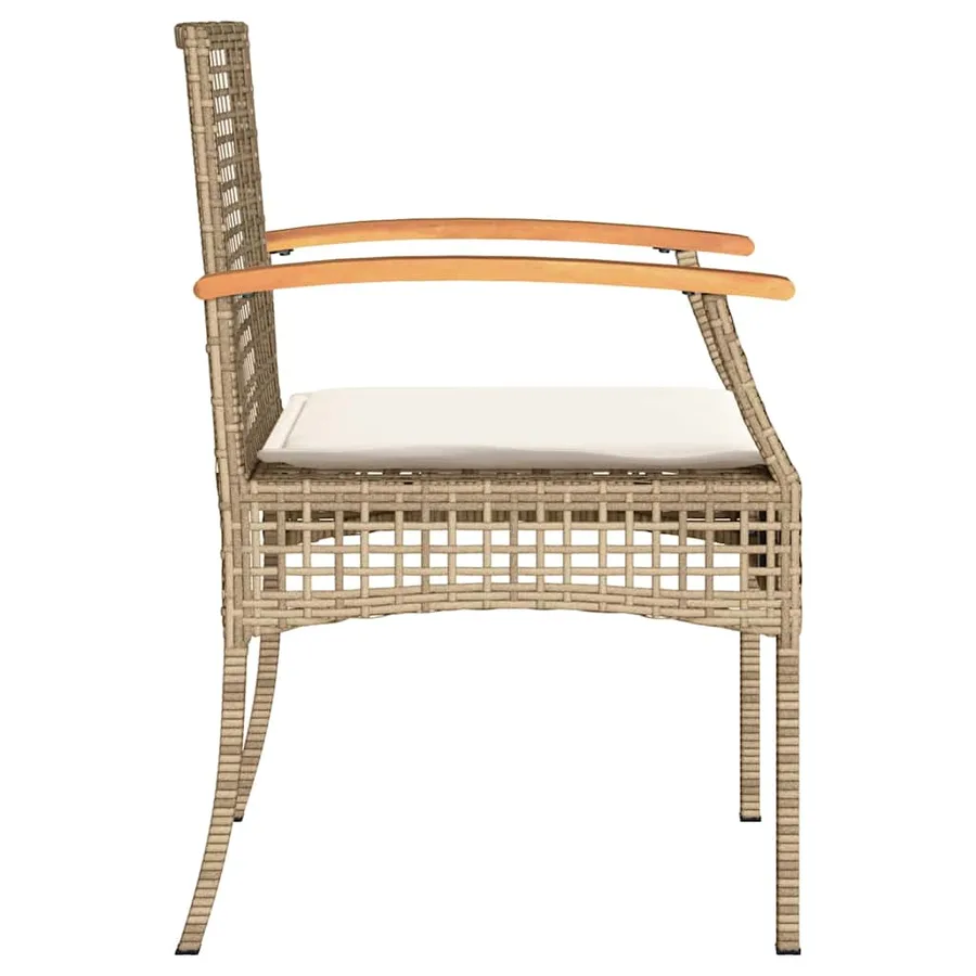 Chaises de jardin coussins lot de 4 beige résine tressée acacia - 6