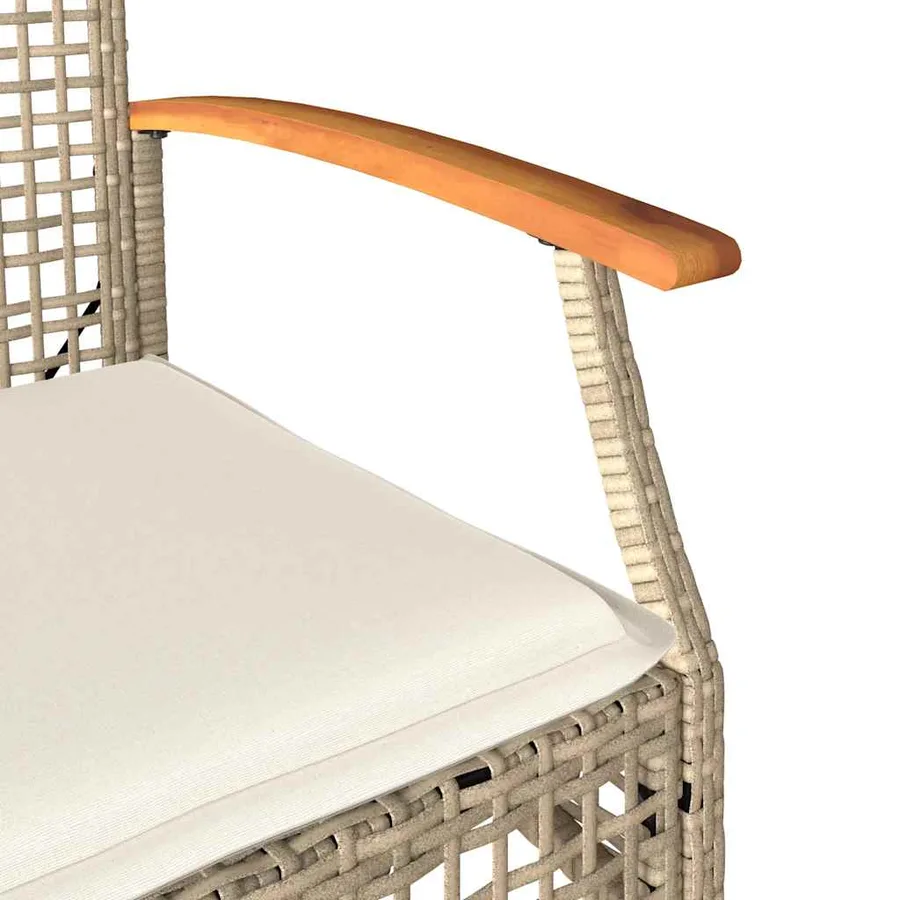 Chaises de jardin coussins lot de 4 beige résine tressée acacia - 8