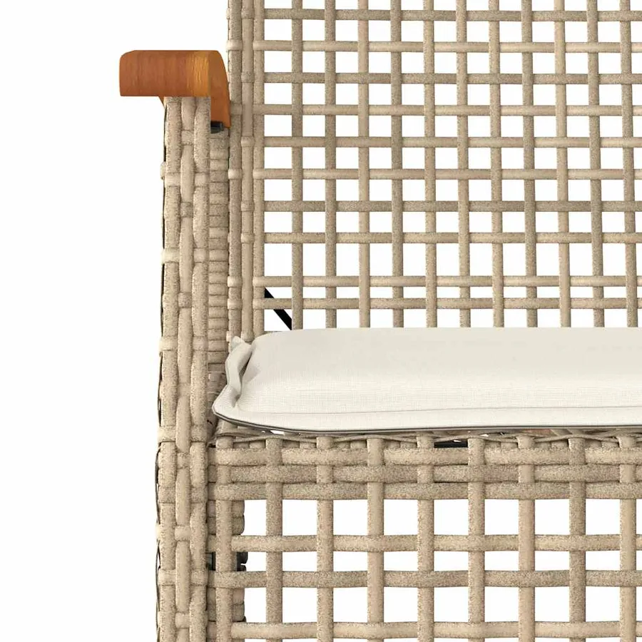 Chaises de jardin coussins lot de 4 beige résine tressée acacia - 9