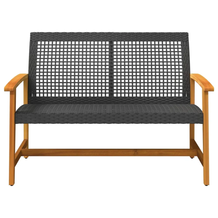 Banc de jardin noir 112 cm résine tressée et bois d'acacia - 4
