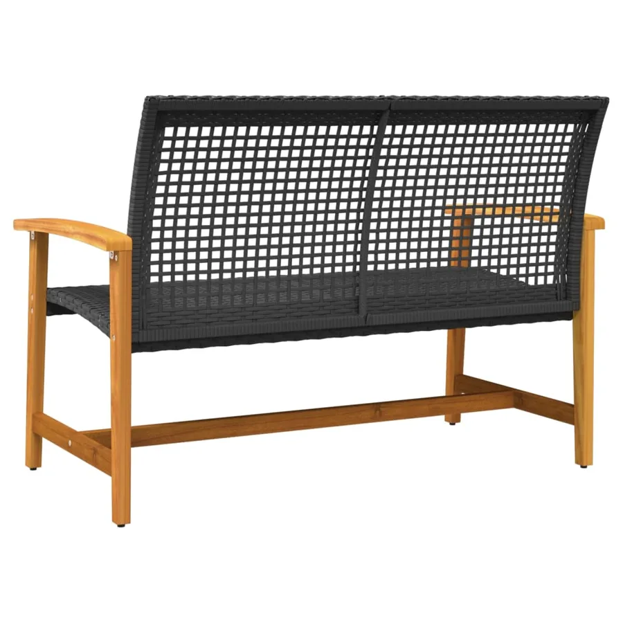 Banc de jardin noir 112 cm résine tressée et bois d'acacia - 6