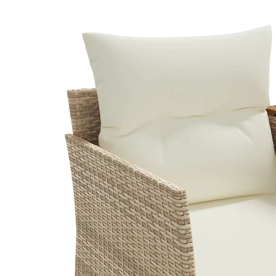 Canapé de jardin 2 places avec tabourets beige résine tressée - 8
