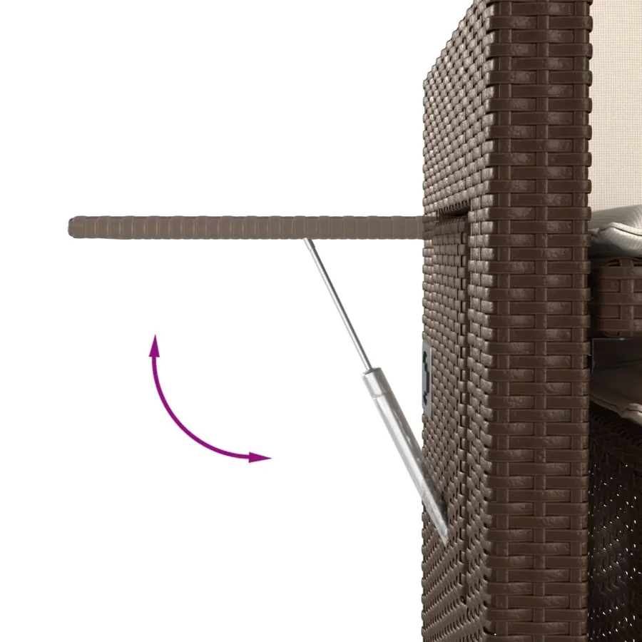 Banc inclinable de jardin avec coussins marron résine tressée - 11