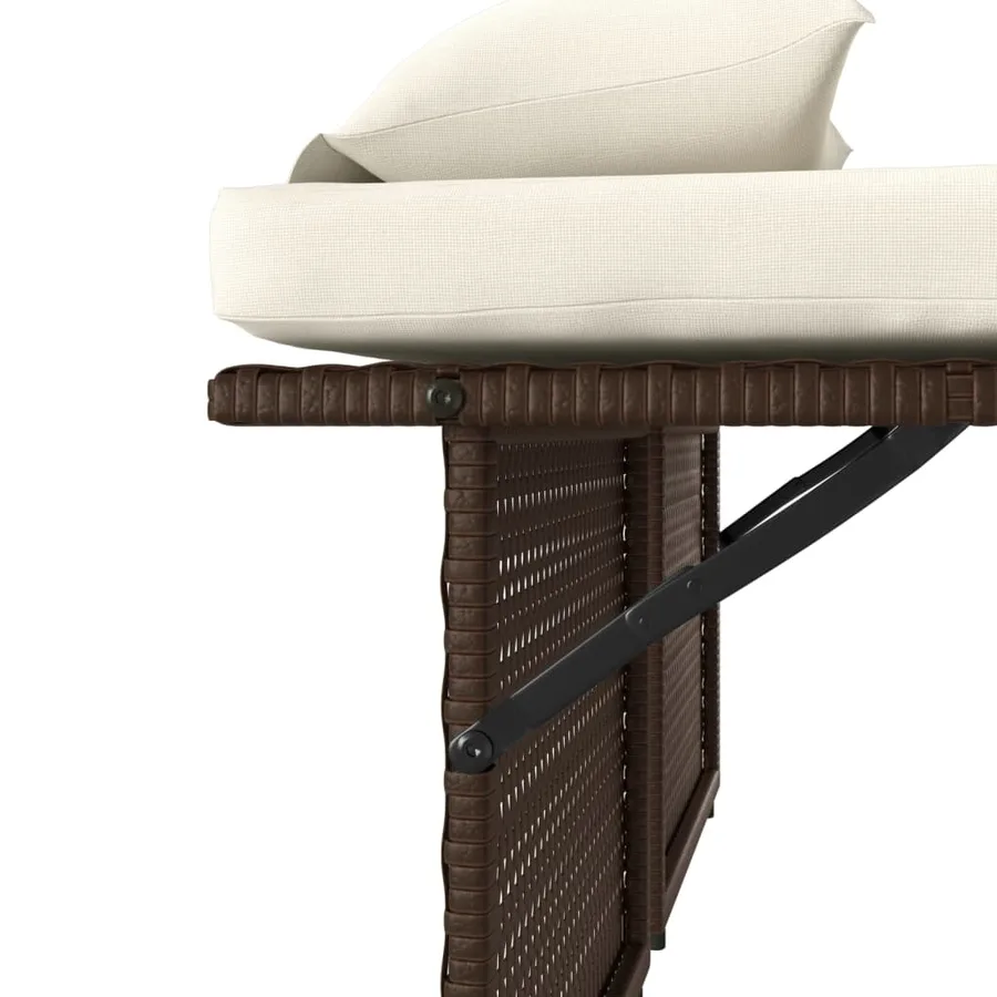 Banc inclinable de jardin avec coussins marron résine tressée - 12