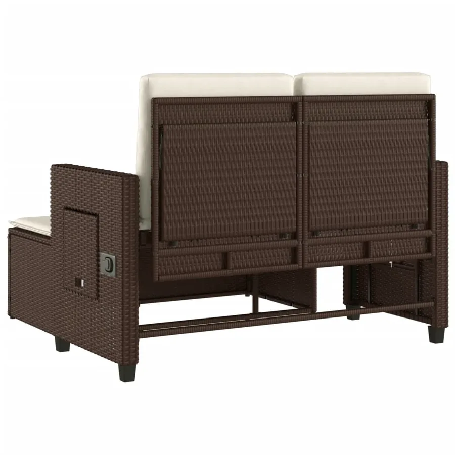 Banc inclinable de jardin avec coussins marron résine tressée - 8