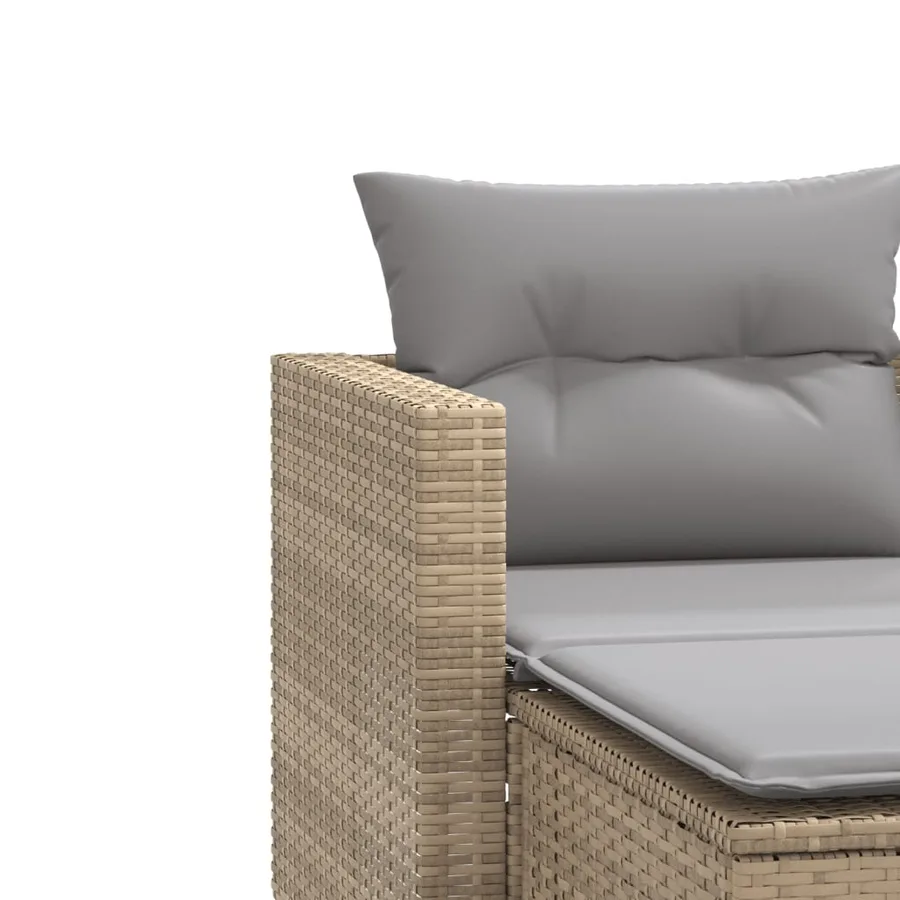 Canapé de jardin 2 places avec tabourets beige résine tressée - 7