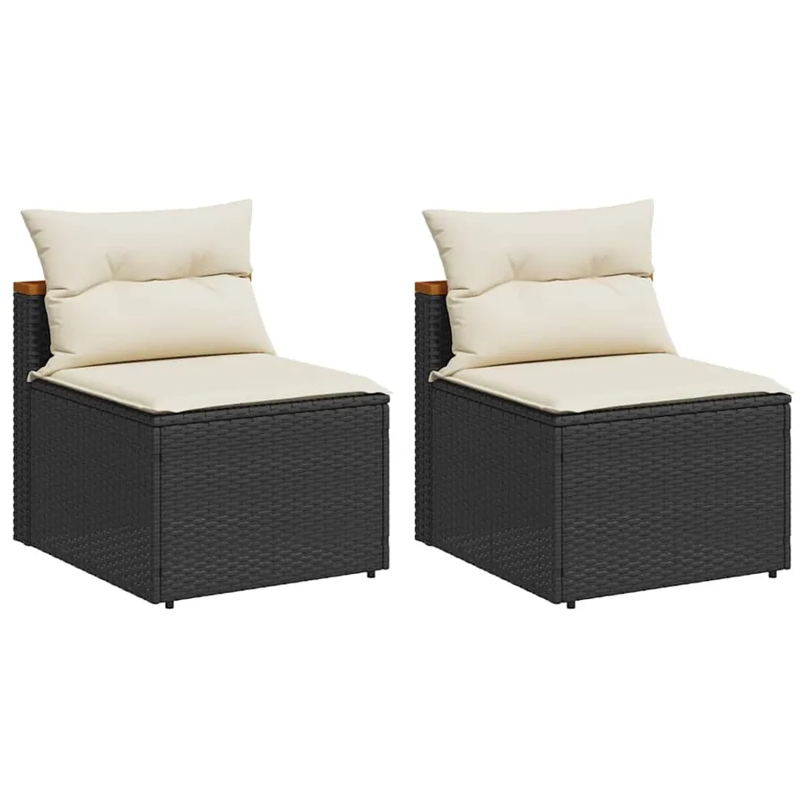 Canapés de jardin sans accoudoirs avec coussins 2 pcs noir - 2