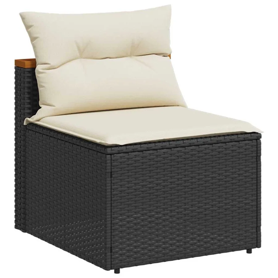 Canapés de jardin sans accoudoirs avec coussins 2 pcs noir - 4