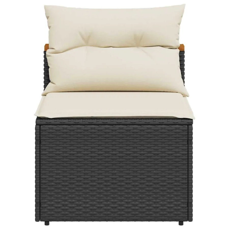 Canapés de jardin sans accoudoirs avec coussins 2 pcs noir - 5
