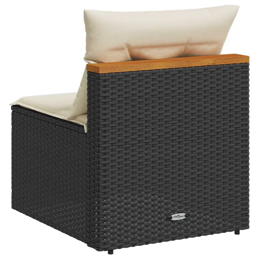 Canapés de jardin sans accoudoirs avec coussins 2 pcs noir - 7