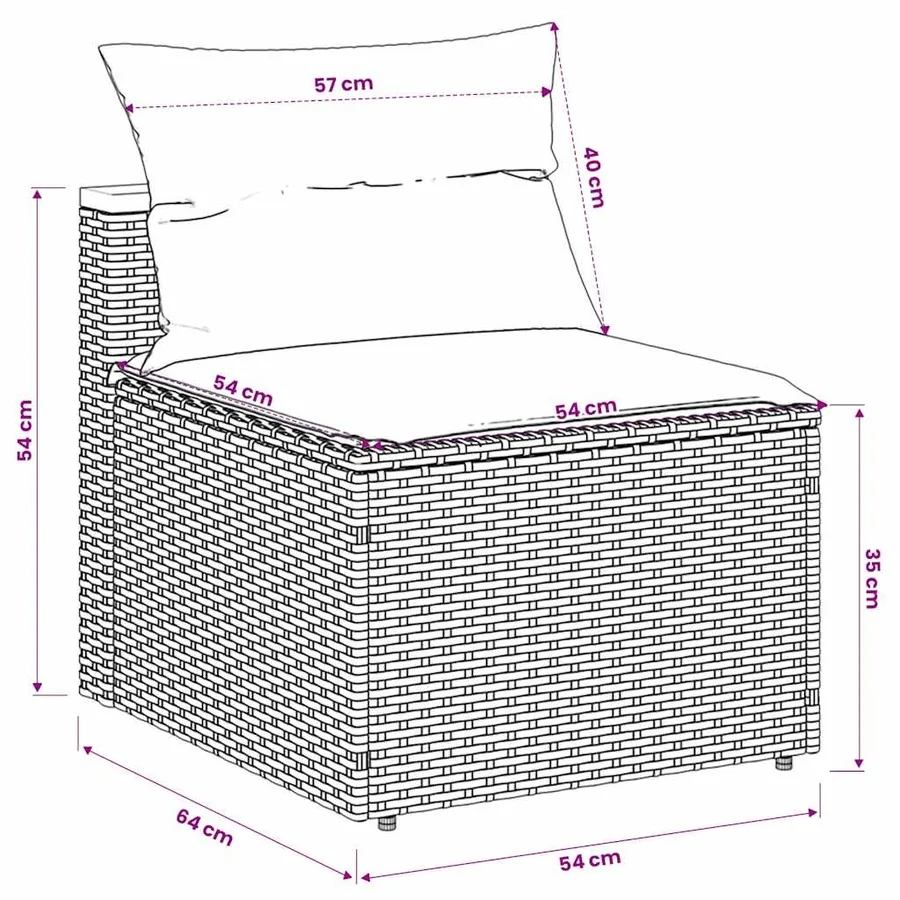 Canapés de jardin sans accoudoirs avec coussins 2 pcs noir - 9