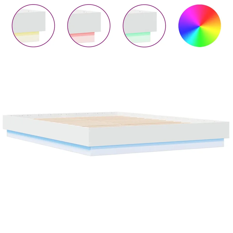 Cadre de lit avec LED sans matelas blanc 150x200 cm - 2