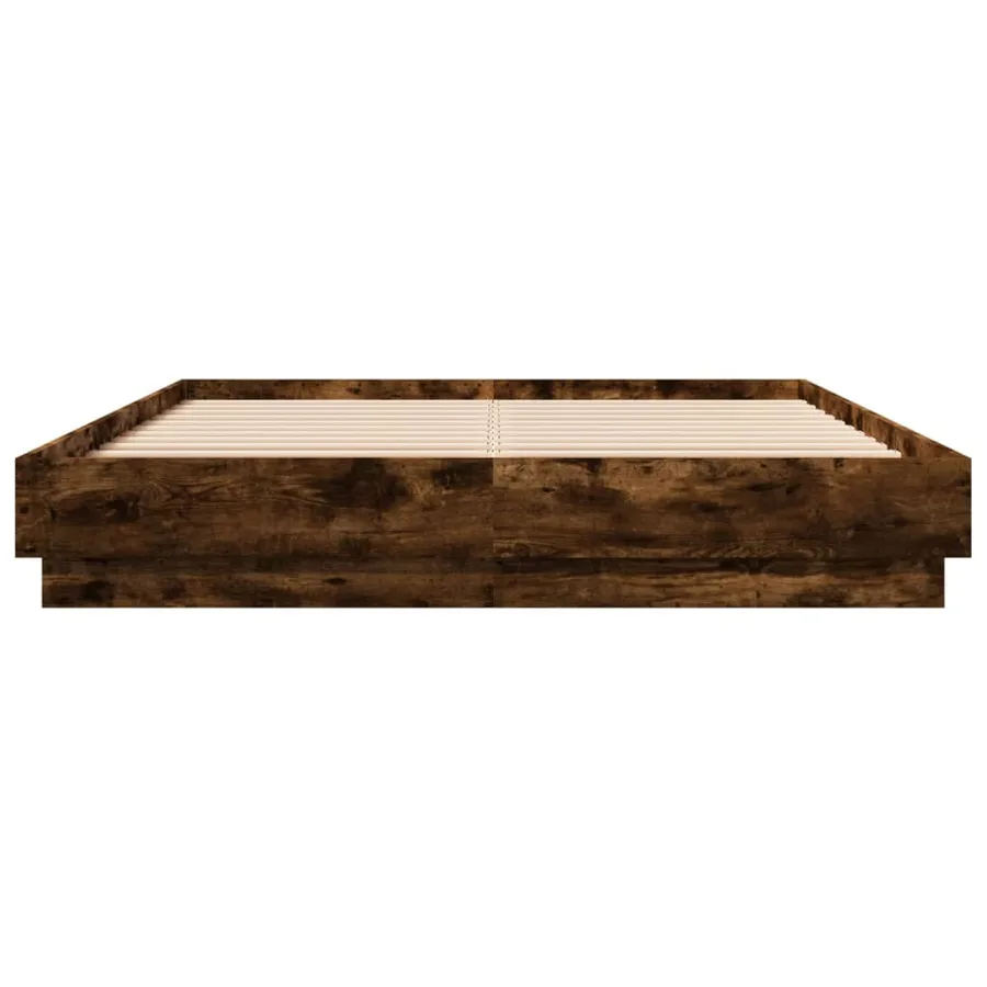 Cadre de lit avec LED sans matelas chêne fumé 150x200 cm - 6