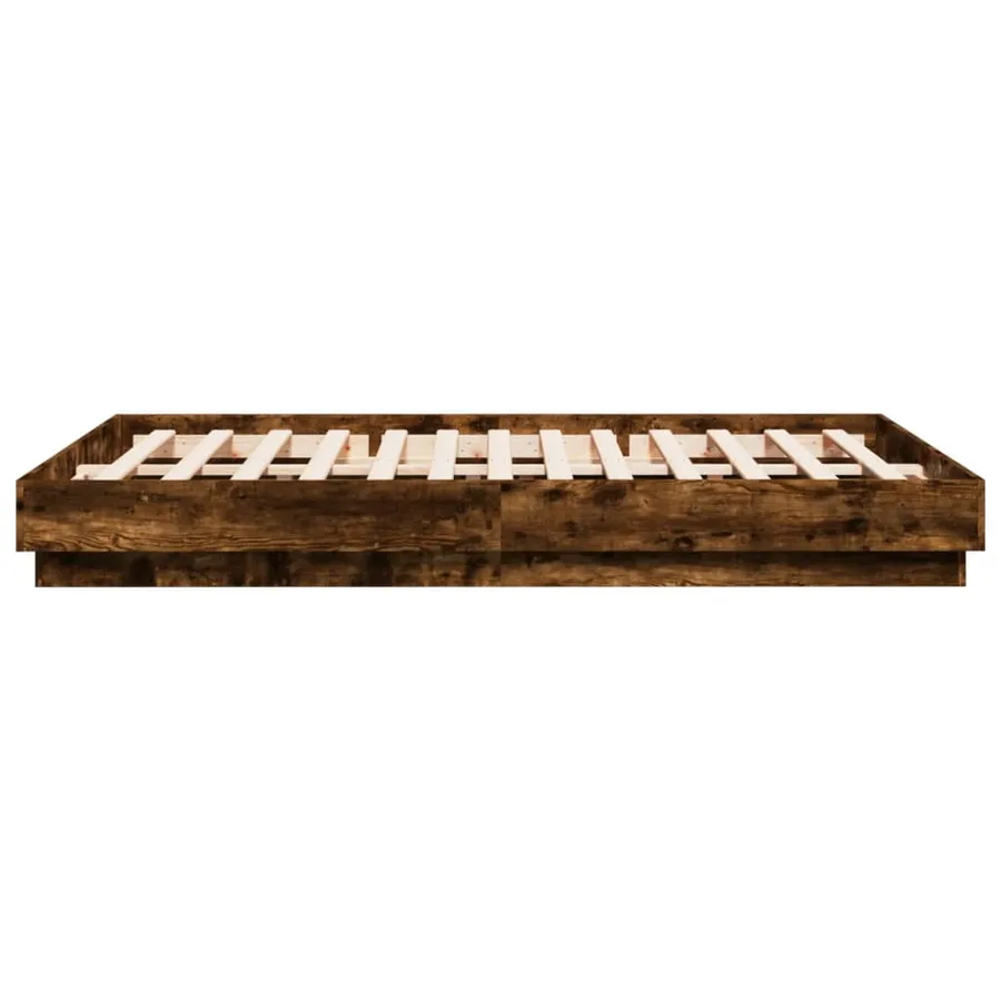 Cadre de lit avec LED sans matelas chêne fumé 150x200 cm - 7