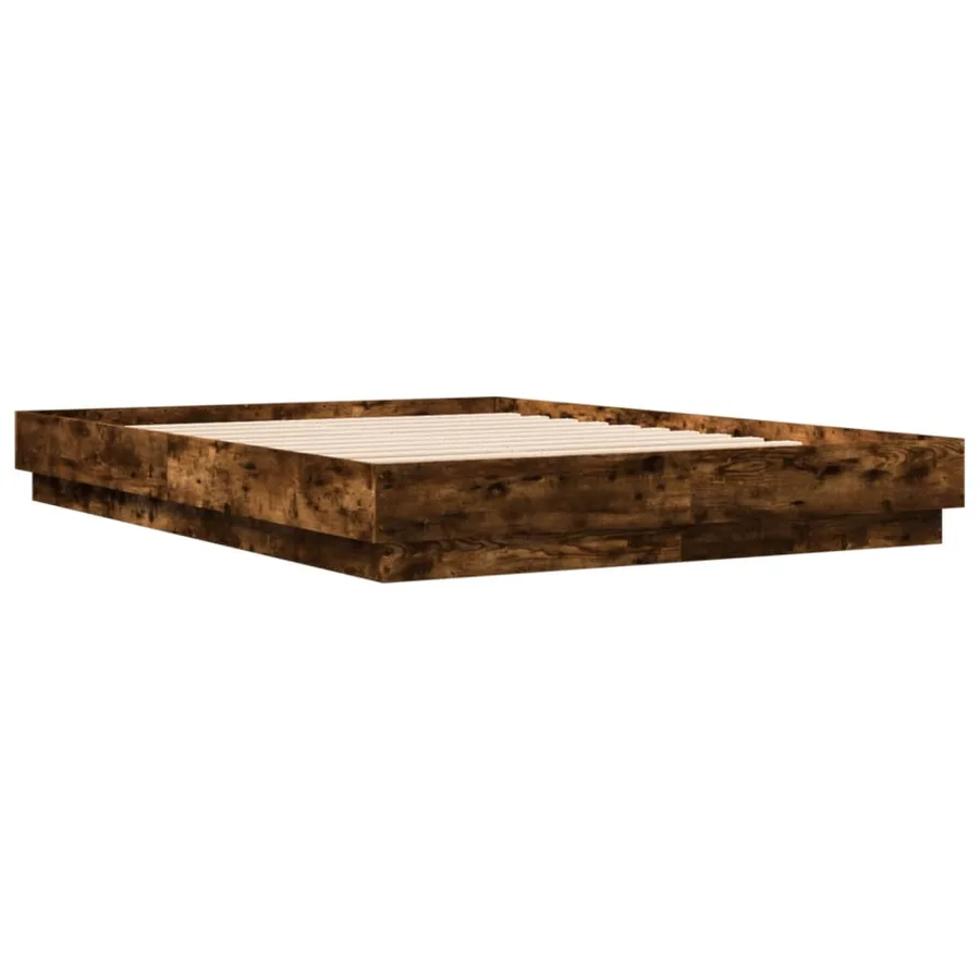 Cadre de lit avec LED sans matelas chêne fumé 150x200 cm - 8