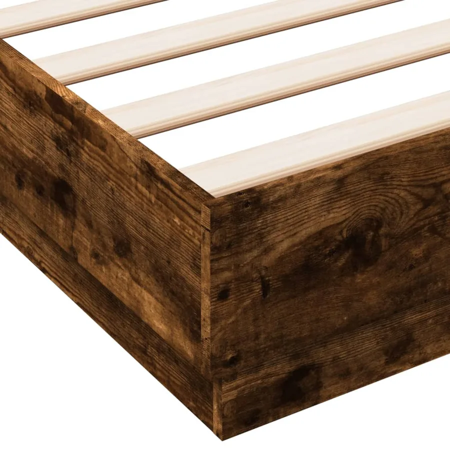 Cadre de lit avec LED sans matelas chêne fumé 150x200 cm - 9