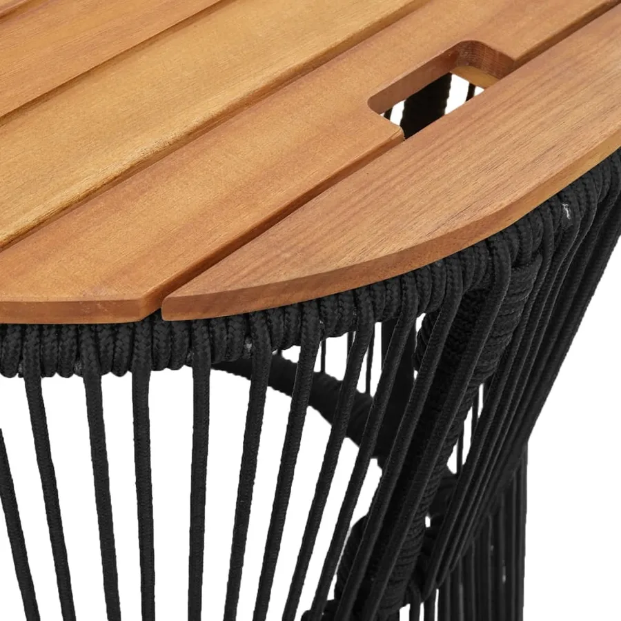 Tables d'appoint de jardin 2 pcs dessus en bois noir poly rotin - 8