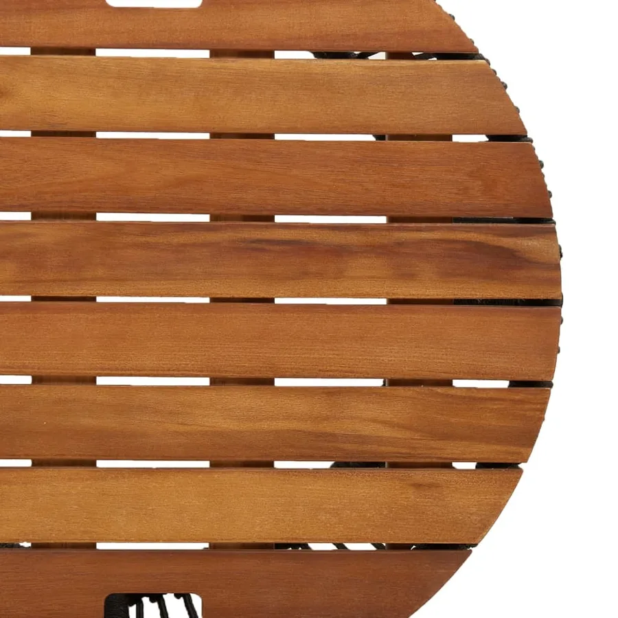Tables d'appoint de jardin 2 pcs dessus en bois noir poly rotin - 9