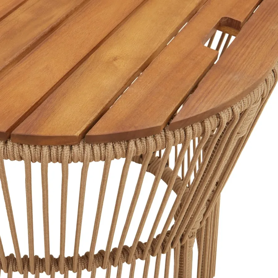 Tables d'appoint de jardin 2pcs dessus en bois beige poly rotin - 8