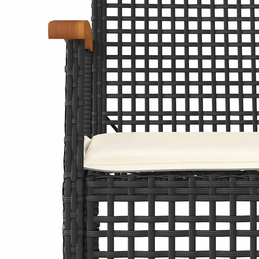 Ensemble à manger de jardin coussins 7pcs Noir Résine tressée - 5
