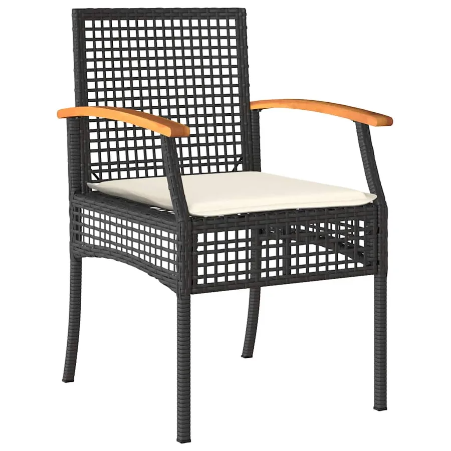 Chaises de jardin coussins lot de 2 noir résine tressée acacia - 5