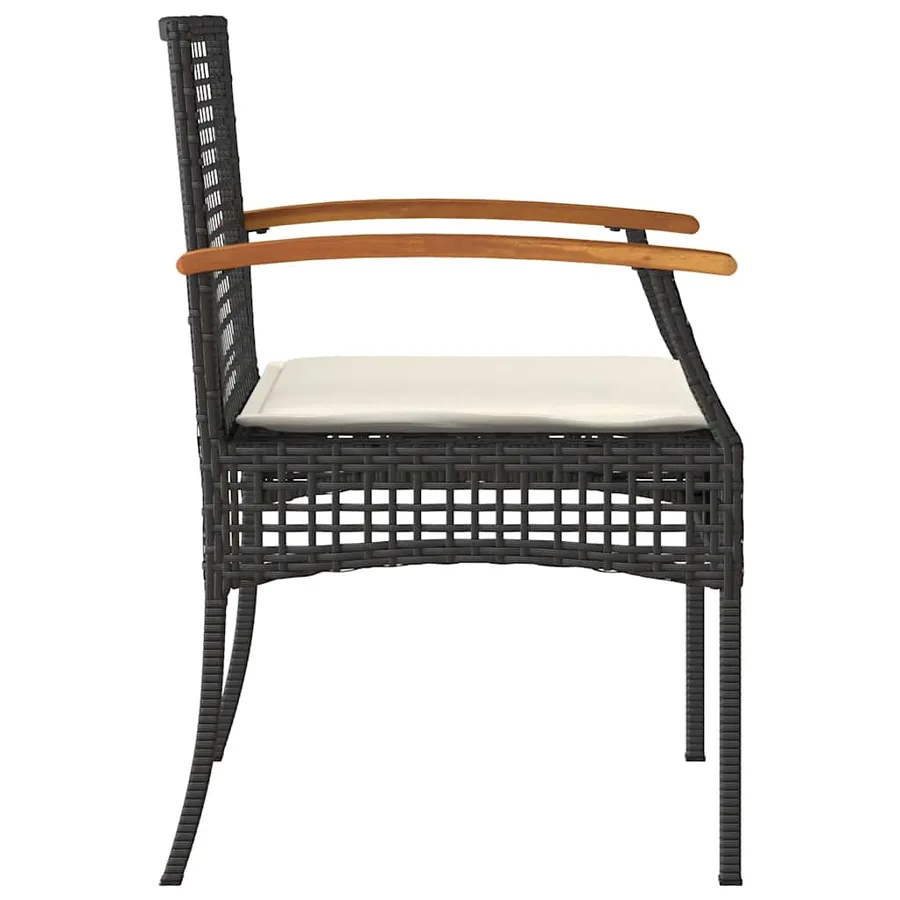 Chaises de jardin coussins lot de 2 noir résine tressée acacia - 6