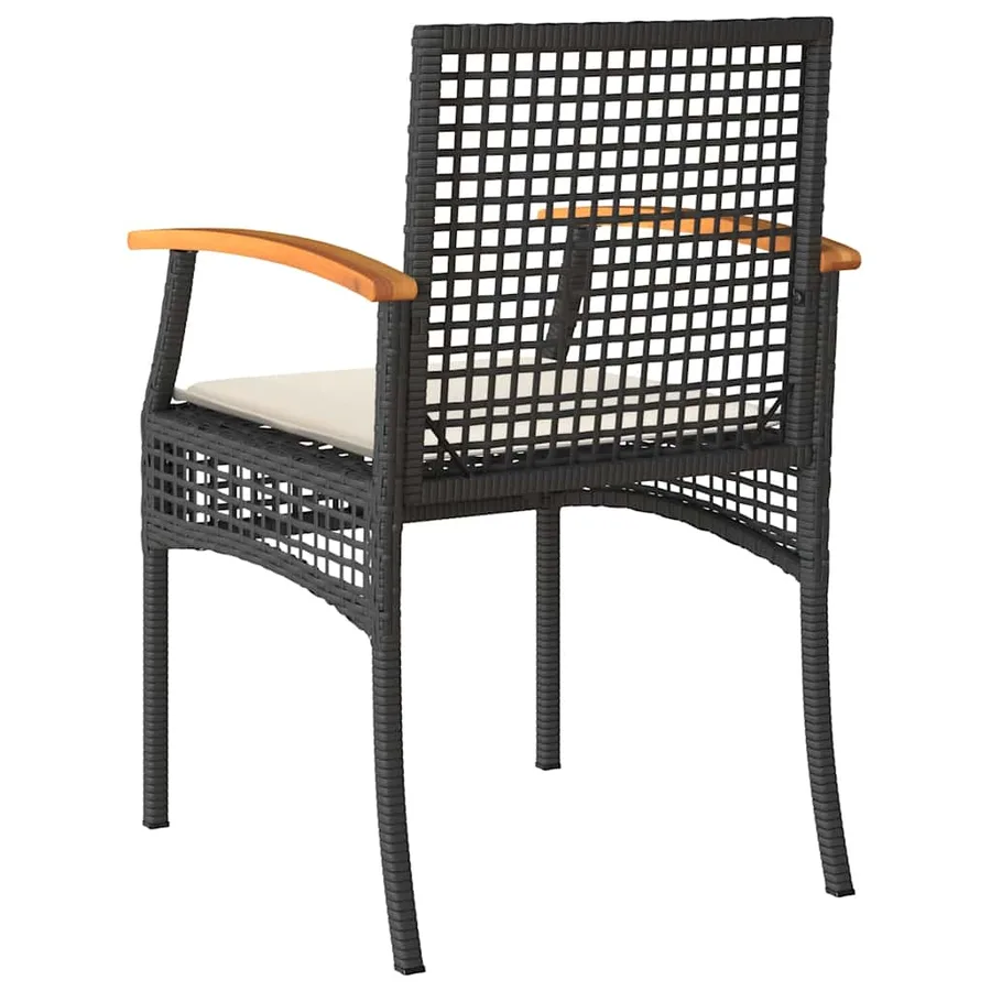 Chaises de jardin coussins lot de 2 noir résine tressée acacia - 7