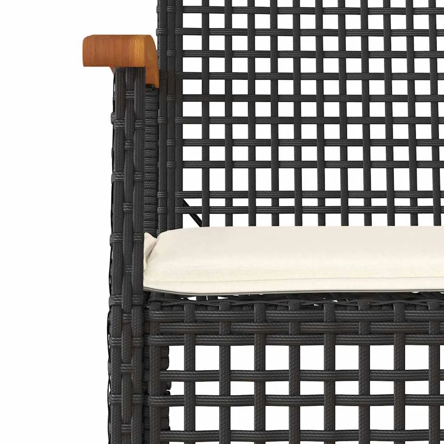 Chaises de jardin coussins lot de 2 noir résine tressée acacia - 8