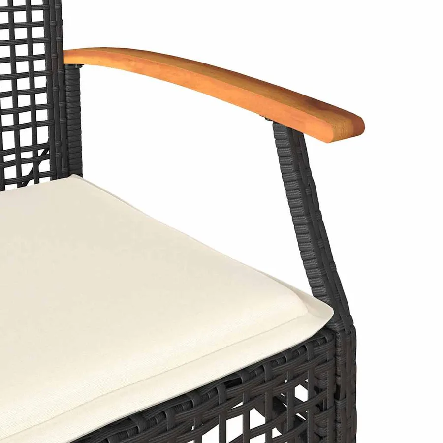 Chaises de jardin coussins lot de 2 noir résine tressée acacia - 9