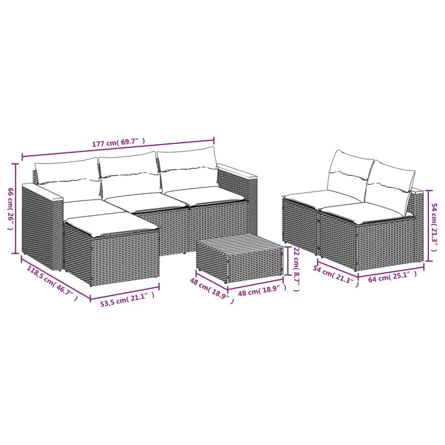 Salon de jardin avec coussins 5 pcs beige résine tressée acacia - 7