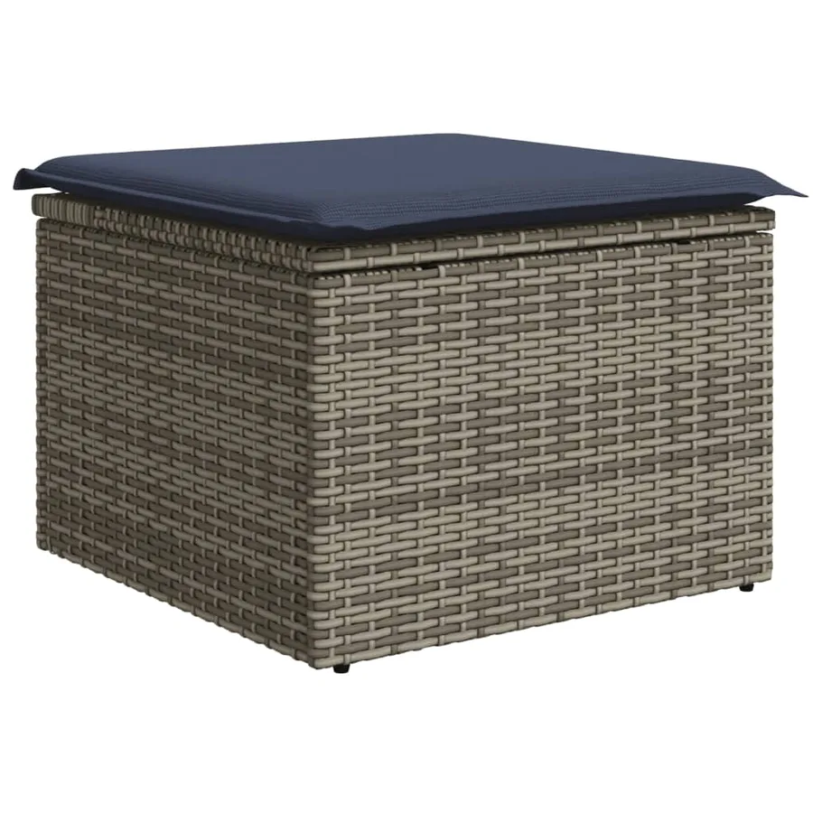 Salon de jardin avec coussins 13 pcs gris résine tressée - 6