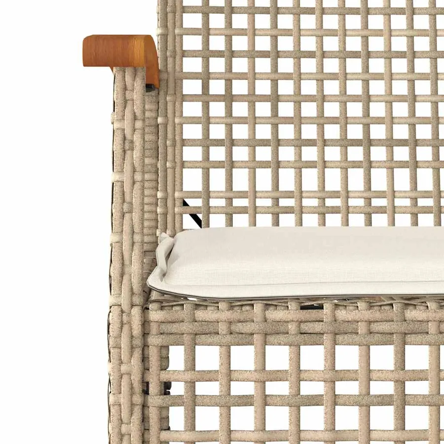Ensemble à manger de jardin coussins 4 pcs beige résine tressée - 4