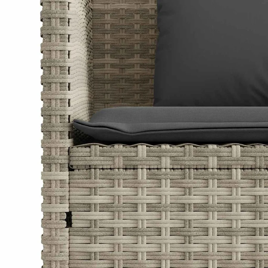 Banc de jardin avec coussins gris clair résine tressée - 10