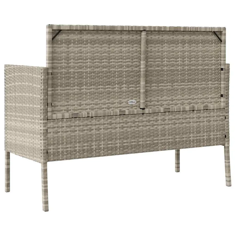 Banc de jardin avec coussins gris clair résine tressée - 6