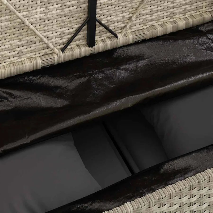 Banc de jardin avec coussins gris clair résine tressée - 9