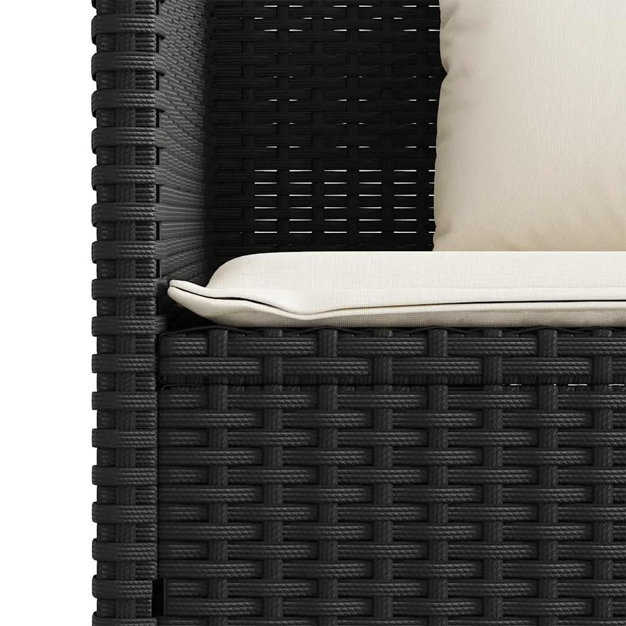 Banc de jardin avec coussins noir résine tressée - 10