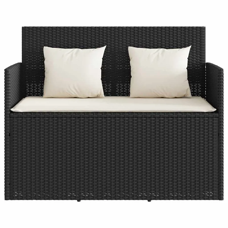 Banc de jardin avec coussins noir résine tressée - 4