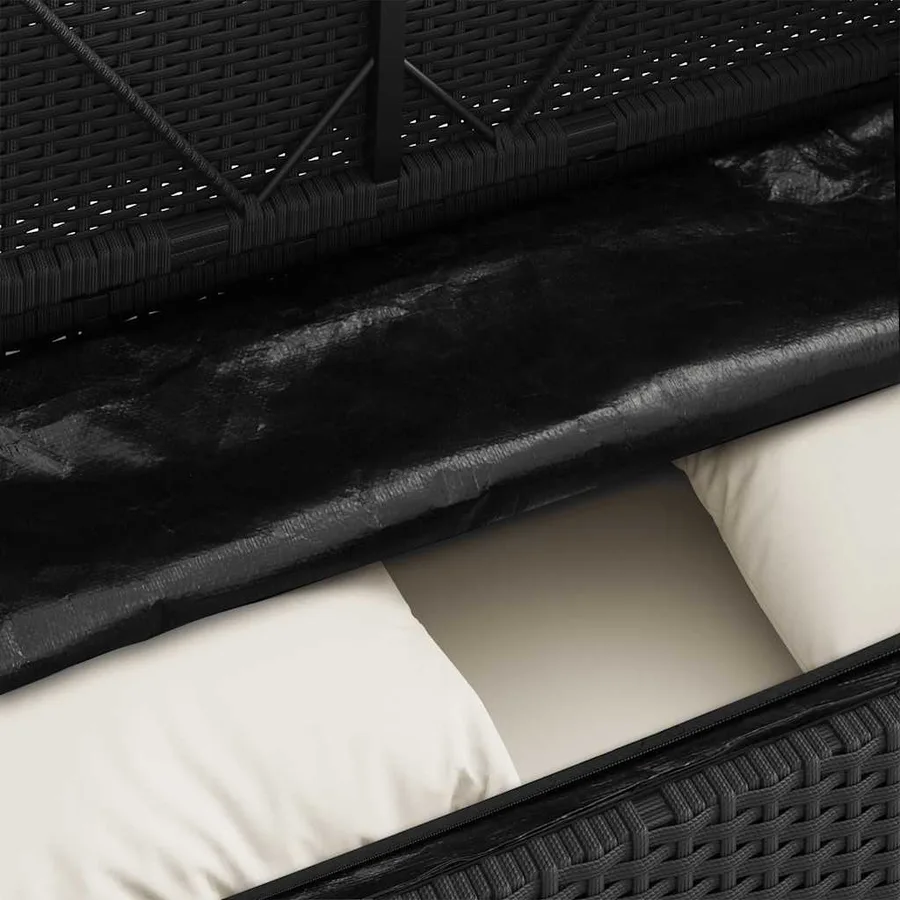 Banc de jardin avec coussins noir résine tressée - 9