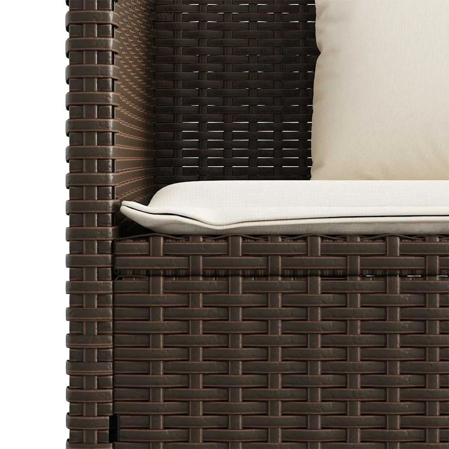 Banc de jardin avec coussins marron résine tressée - 10