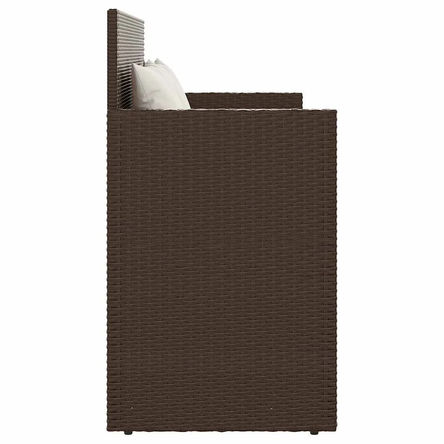 Banc de jardin avec coussins marron résine tressée - 5