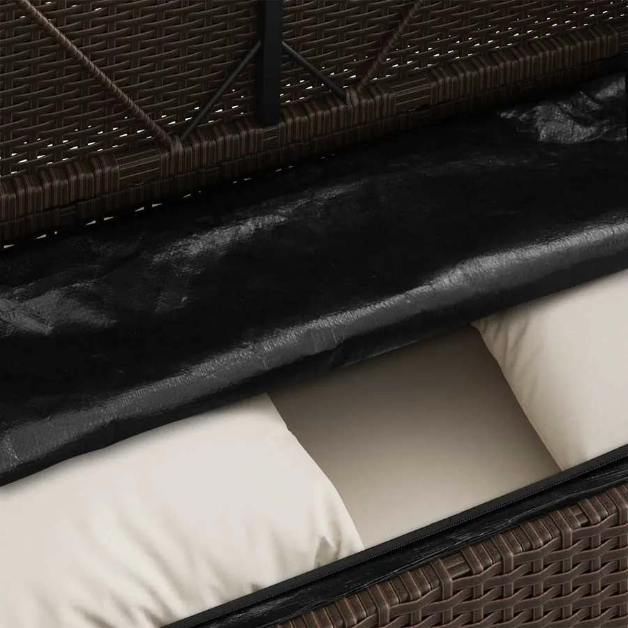 Banc de jardin avec coussins marron résine tressée - 9